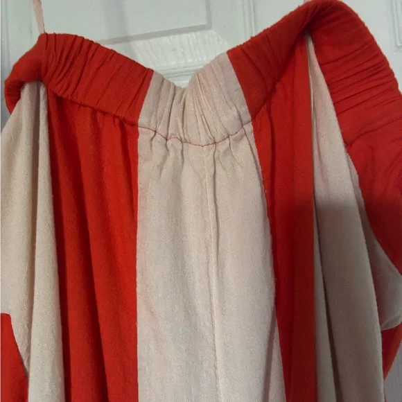 Striped Orange and White Strapless Eden Jumpsuit - Picture 7 of 9